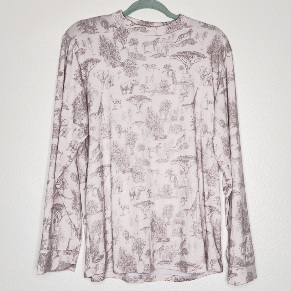 Mason Grey Cream Safari Pajama Top M
